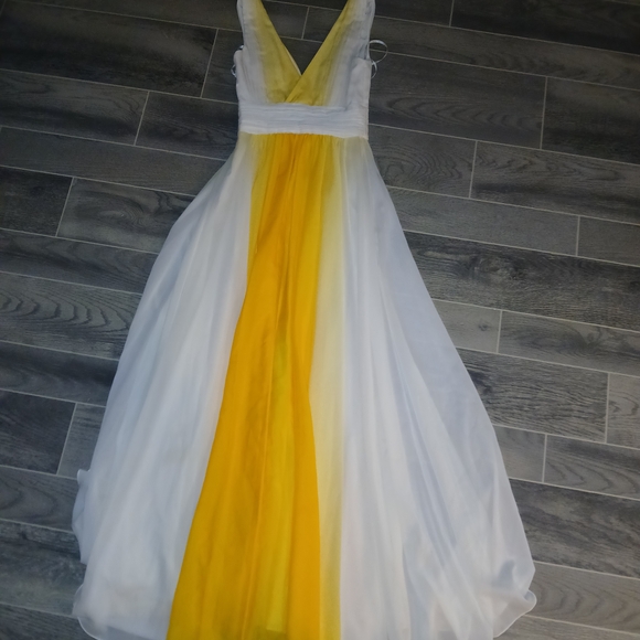 Elegant Yellow and White Gown - Picture 3 of 6